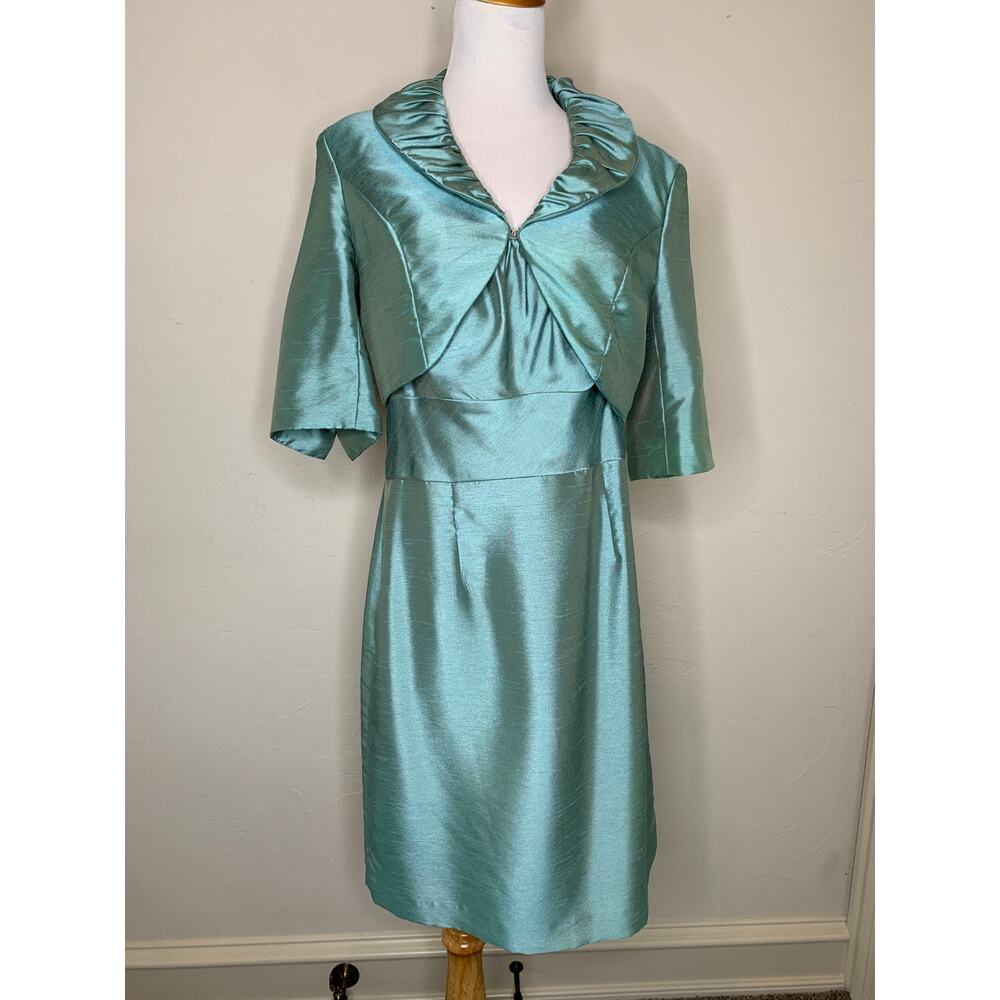 JS Collections Blue Dress Matching Bolero Jacket Sz 12